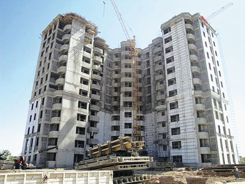 Turn-key construction of 12 floors 72 flats residential building. Earthworks, civil works, mechanical and electrical works.