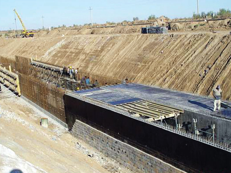 Reinforced concrete works of city water treatment facility.